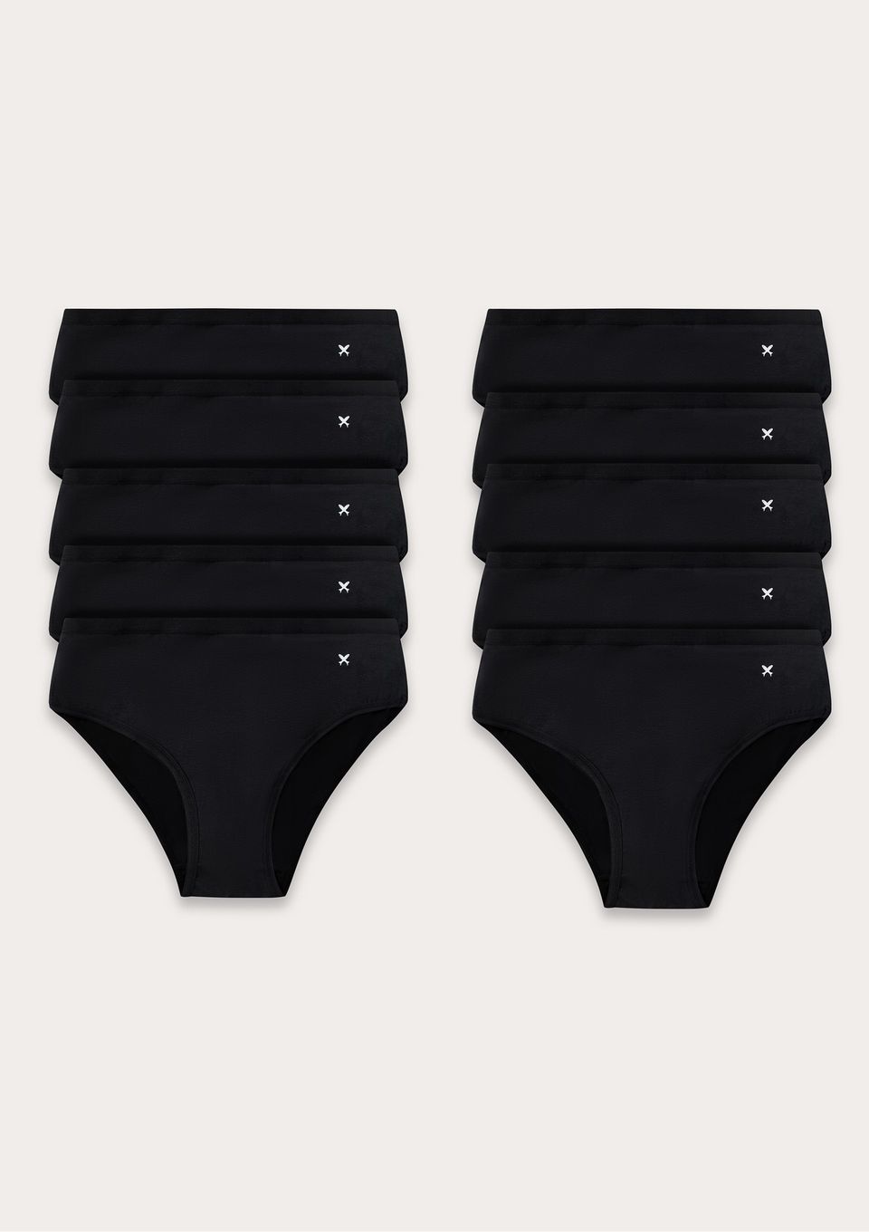Kit 10 Calcinhas Básicas Caleçon em Algodão - Preto