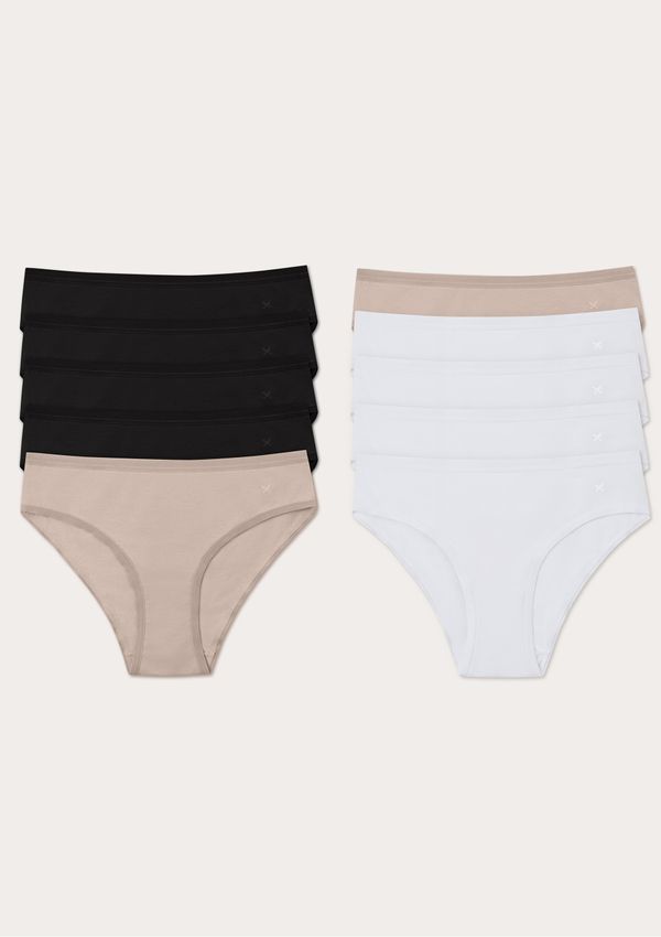 Kit 10 Calcinhas Básicas Biquíni Em Algodão - Multicolorido XG