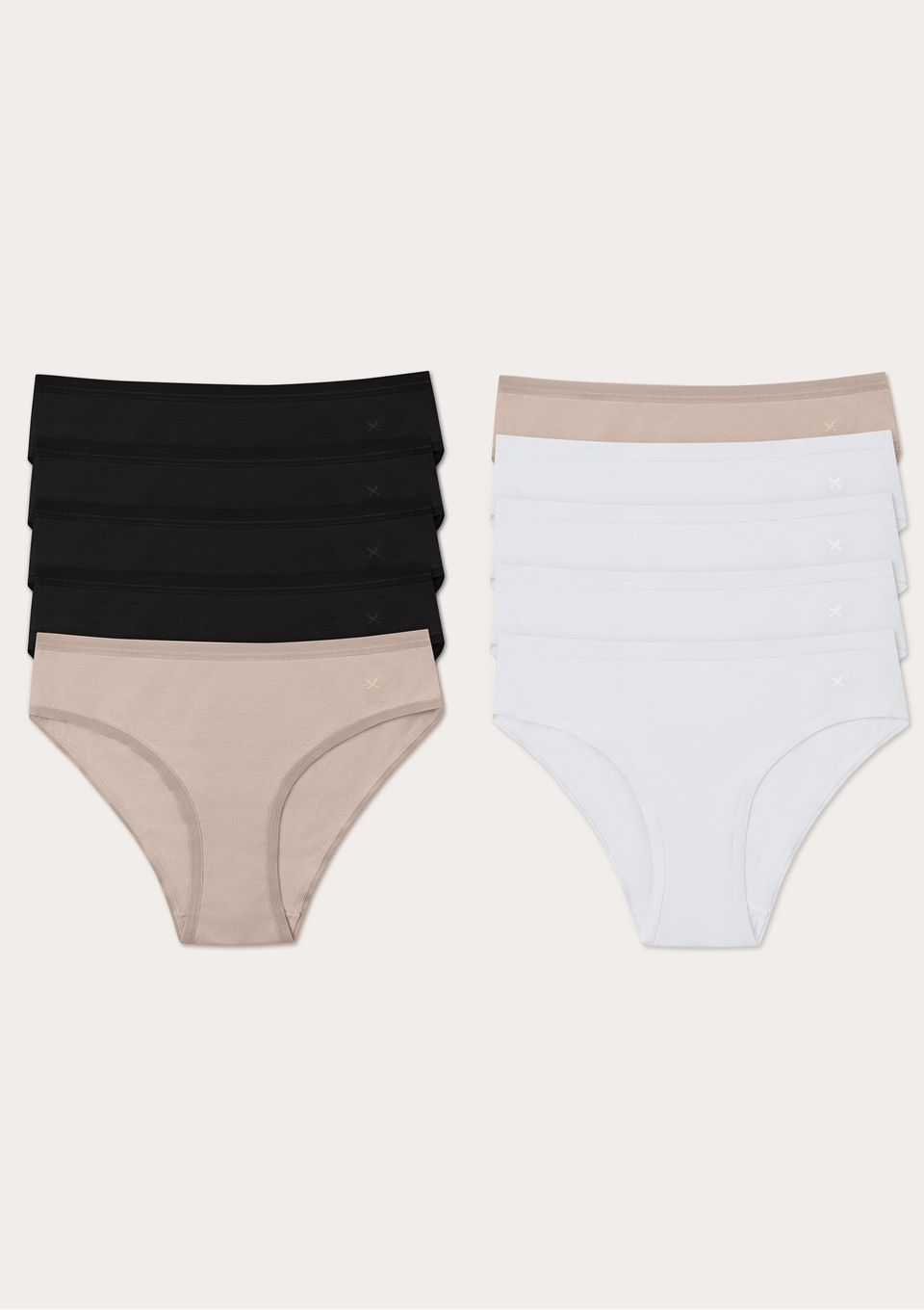 Kit 10 Calcinhas Básicas Biquíni em Algodão - Multicolorido
