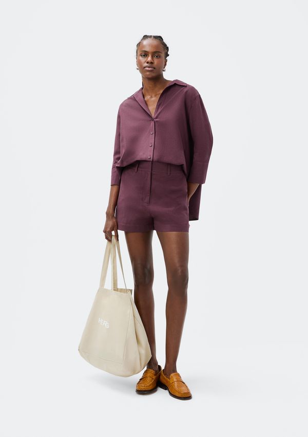 Shorts Feminino Alfaiataria Com Linho - Roxo 038