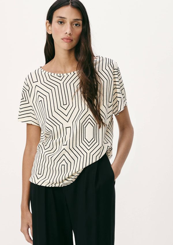 Blusa Feminina Manga Curta Estampada - Off white XG