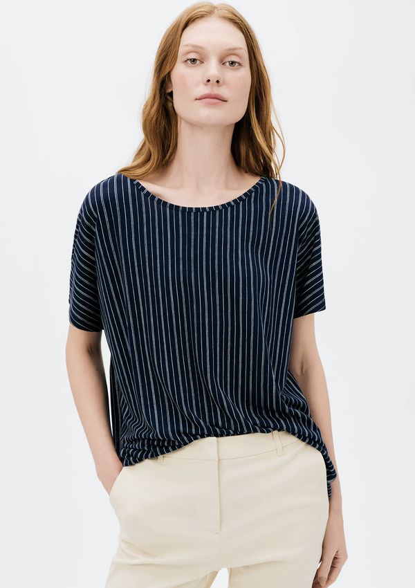 Blusa Feminina Manga Curta Estampada - Azul M