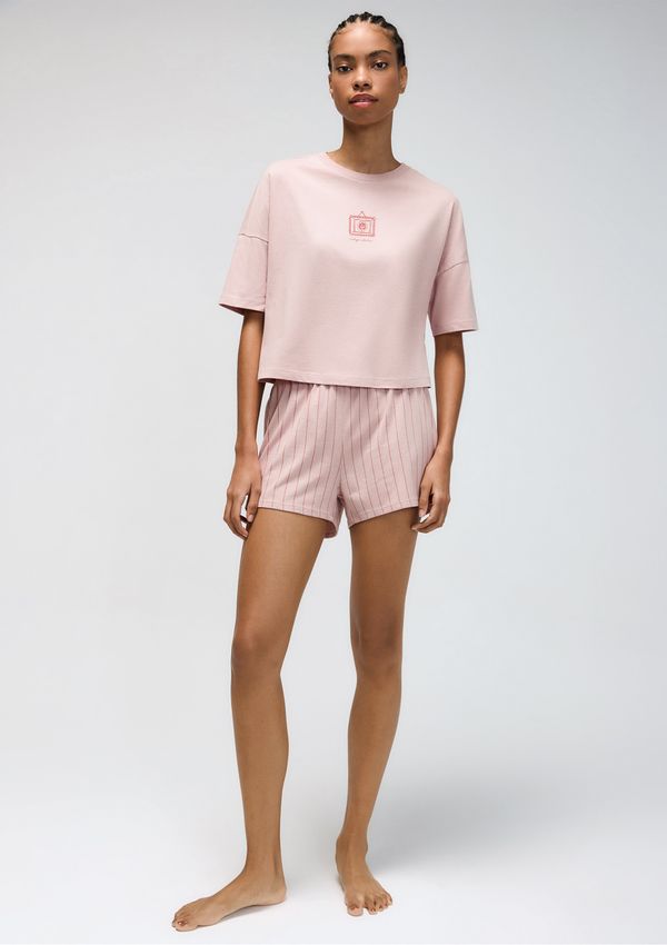 Pijama Curto Feminino Box Estampado - Rosa M