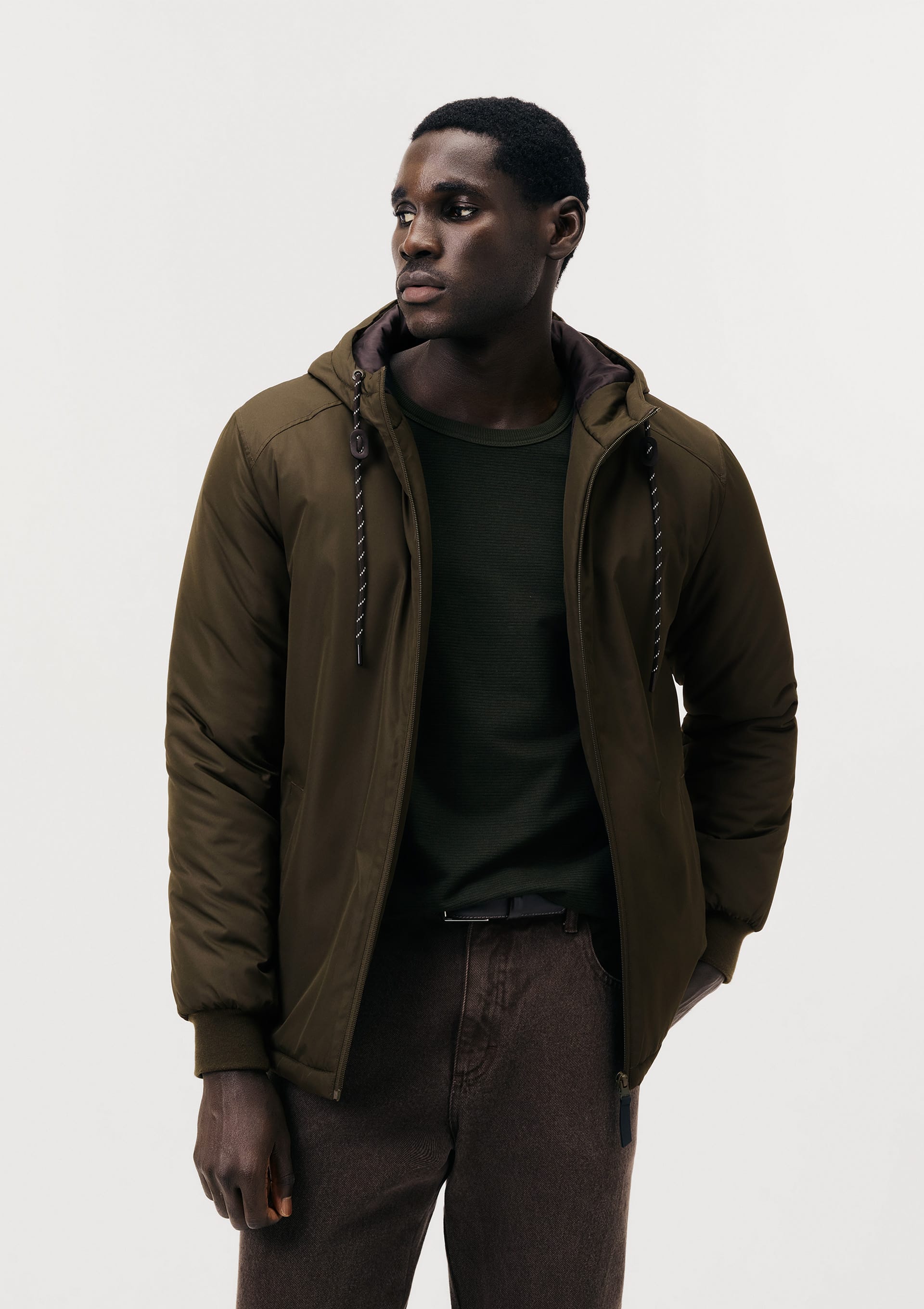 Jaqueta Masculina Corta Vento Com Capuz - Verde