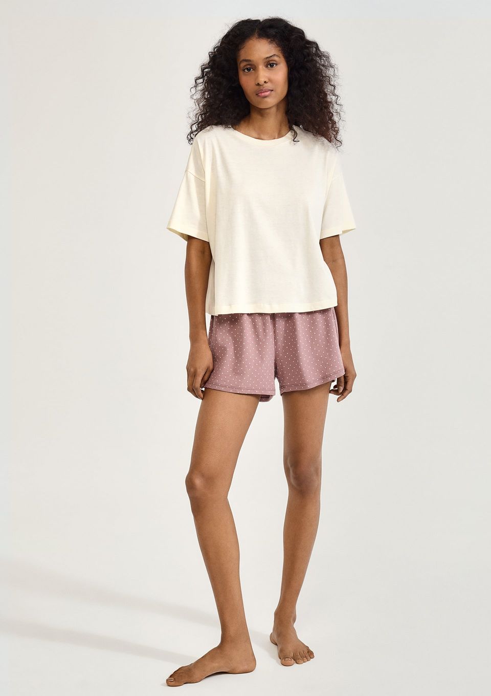 Pijama Curto Feminino Box Estampado - Rosa
