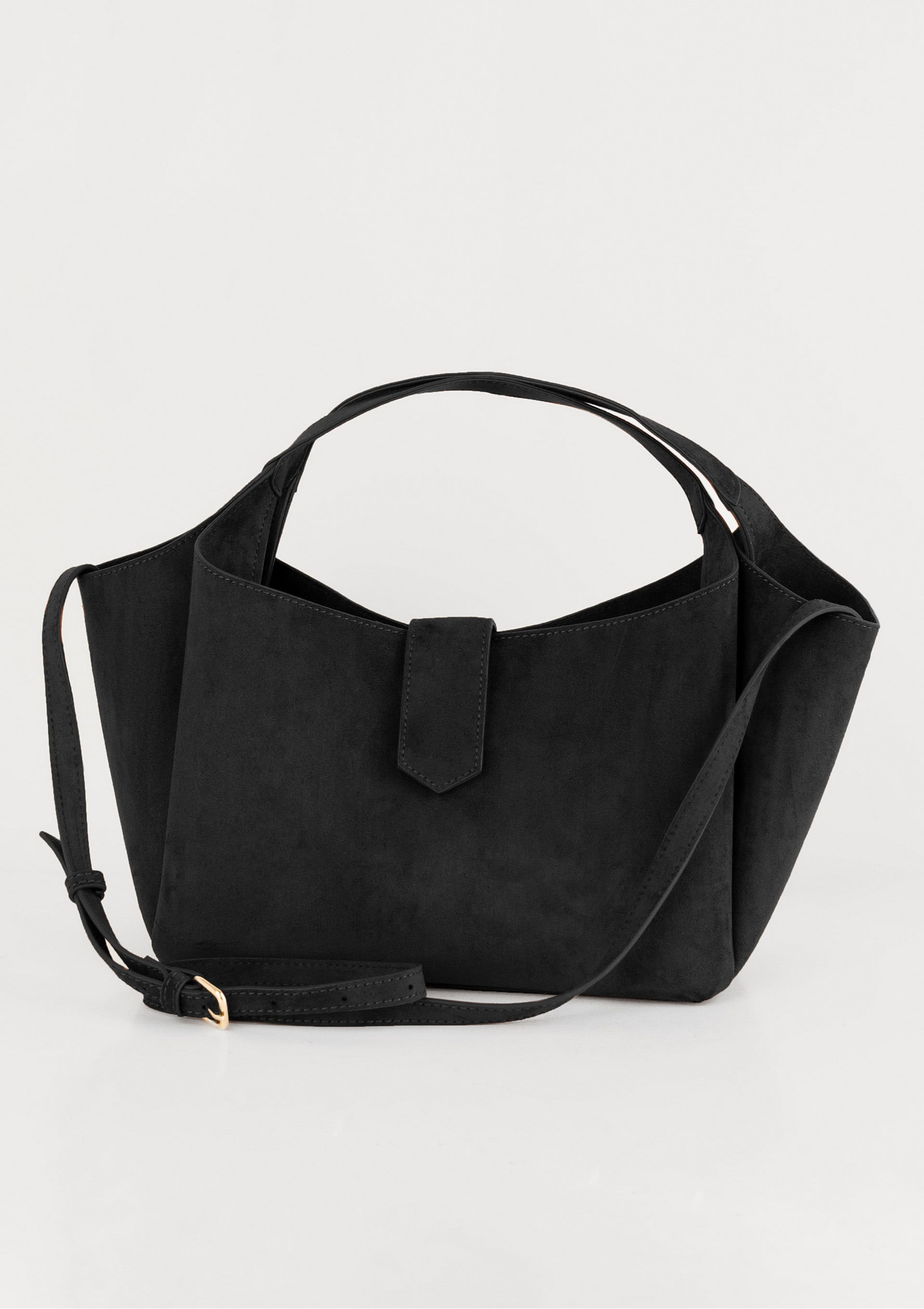 Bolsa Feminina Média Em Suede - Preto