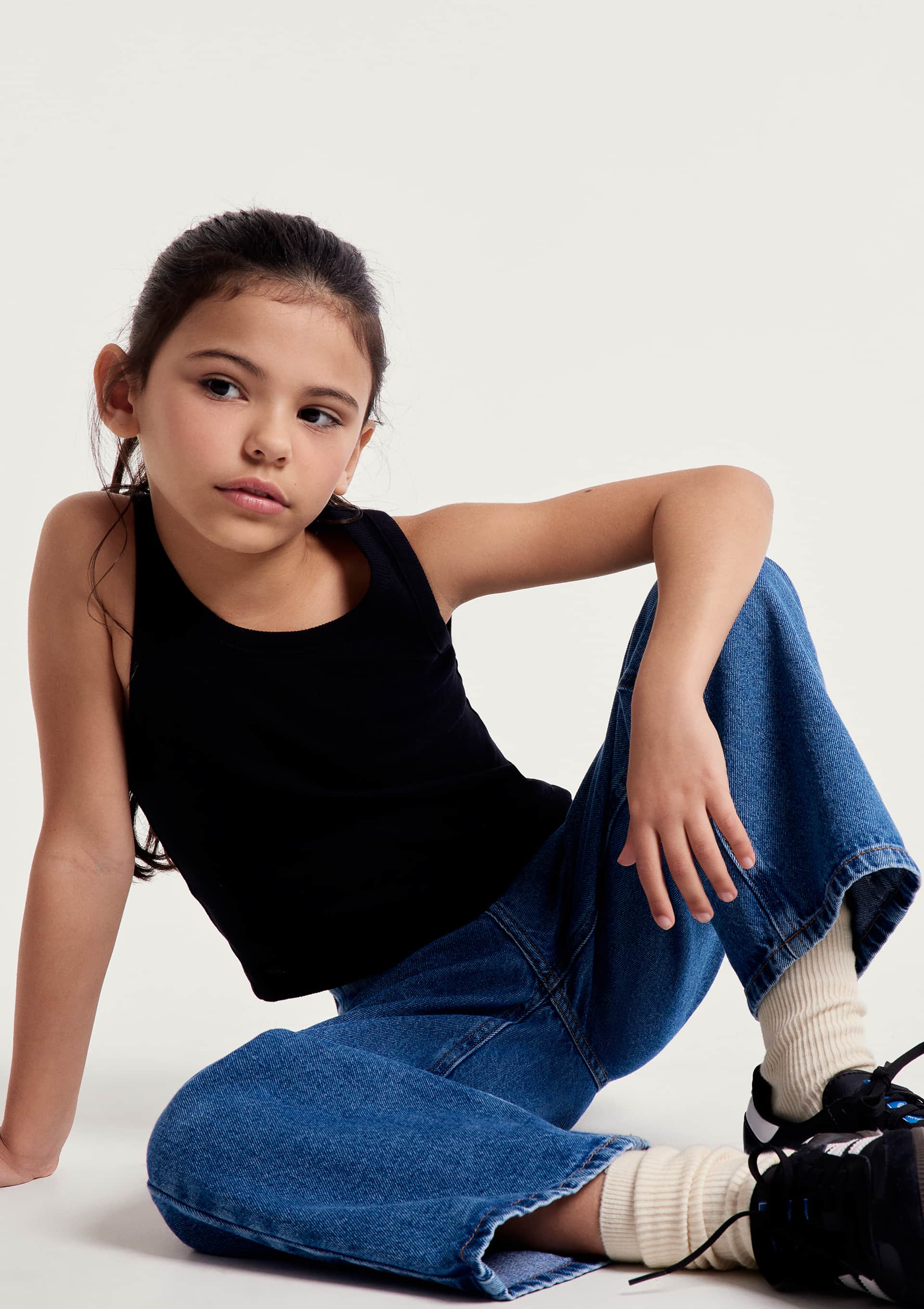 Regata Básica Infantil Menina Em Ribana - Preto