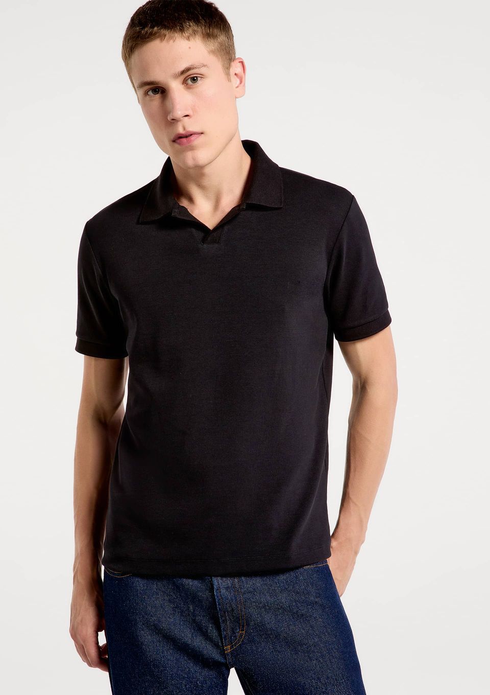 Camisa Polo Masculina em Malha Premium - Preto