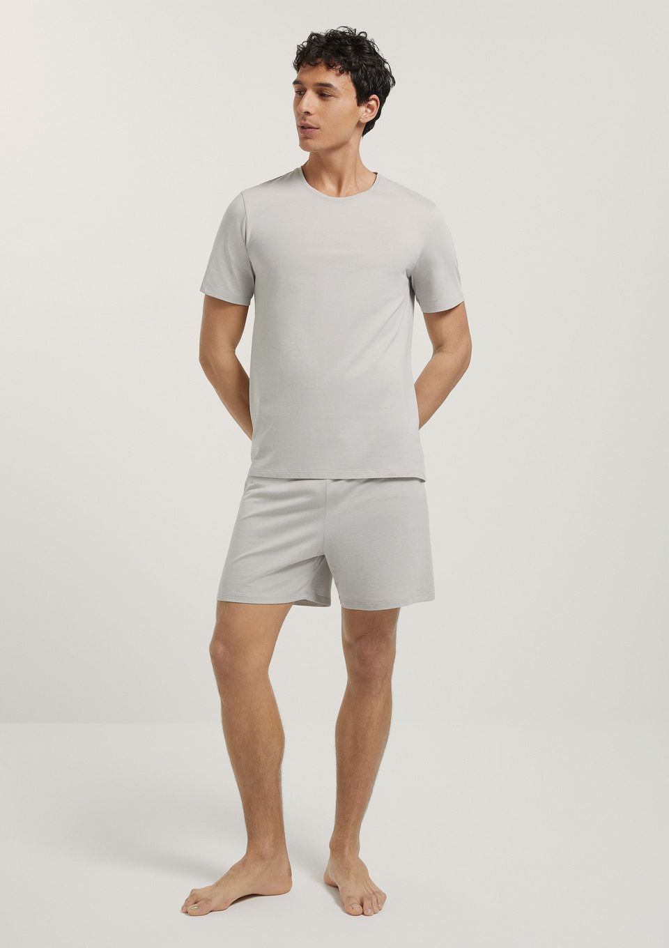 Pijama Curto Masculino Comfort em Algodão Pima - Cinza