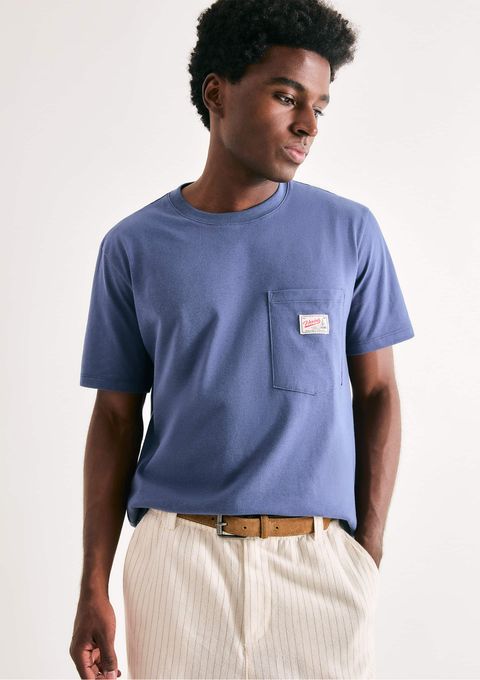 Camiseta Masculina Manga Curta com Bolso - Azul — Hering