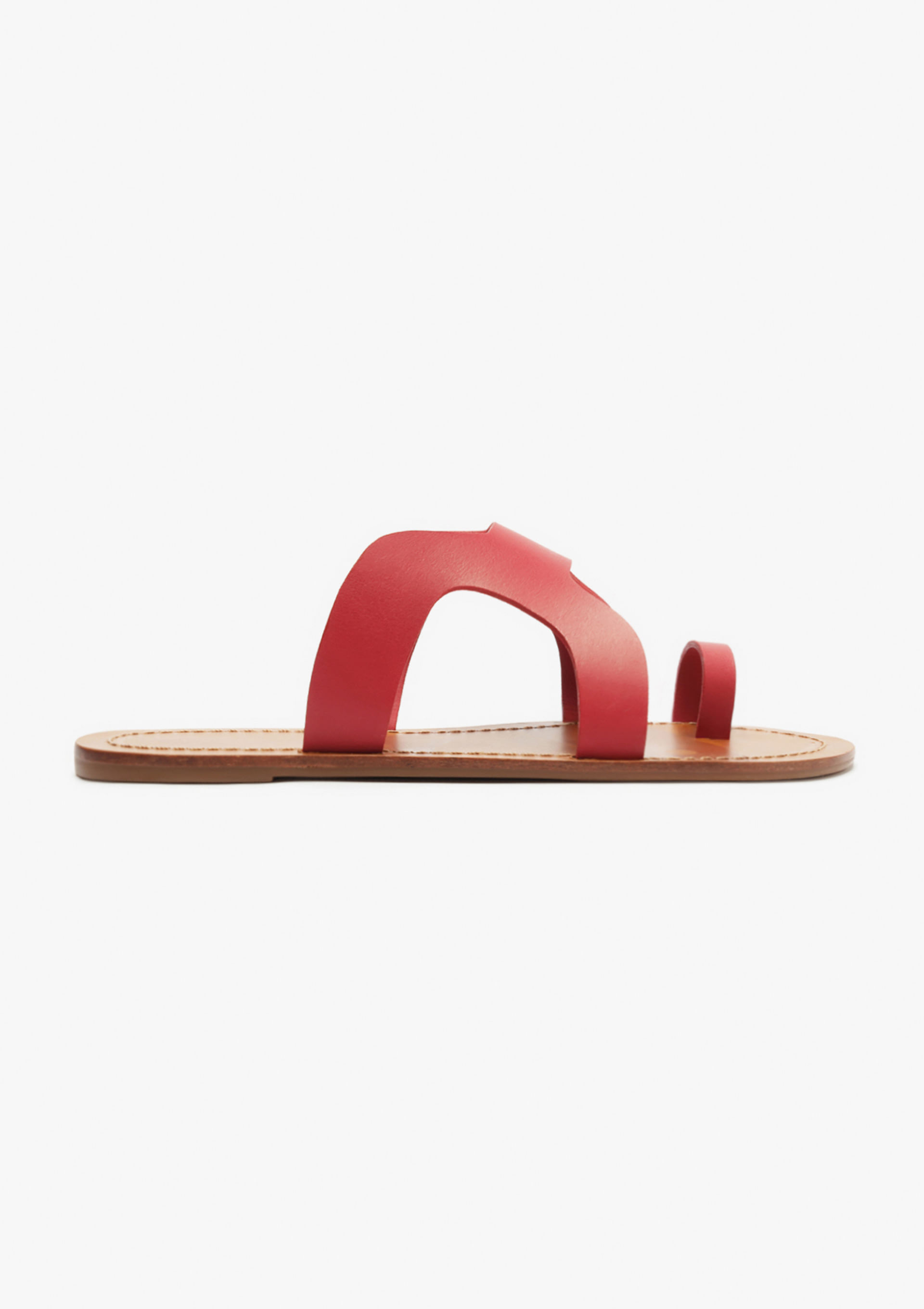 Sandália Feminina Rasteira Tiras - Vermelho