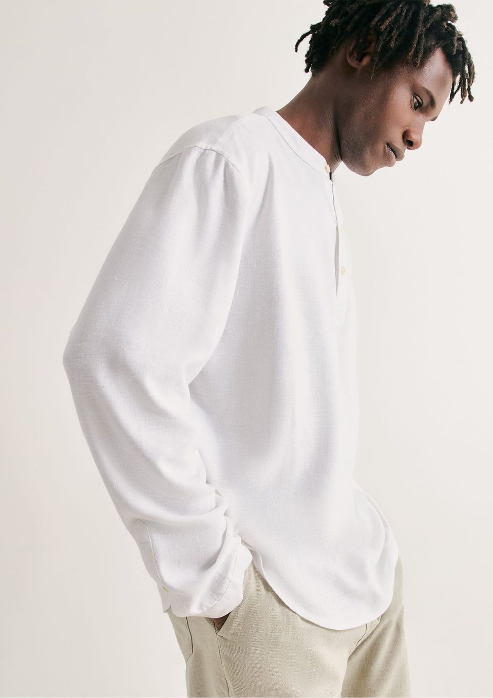 Camisa Bata Masculina em Viscolinho - Branco