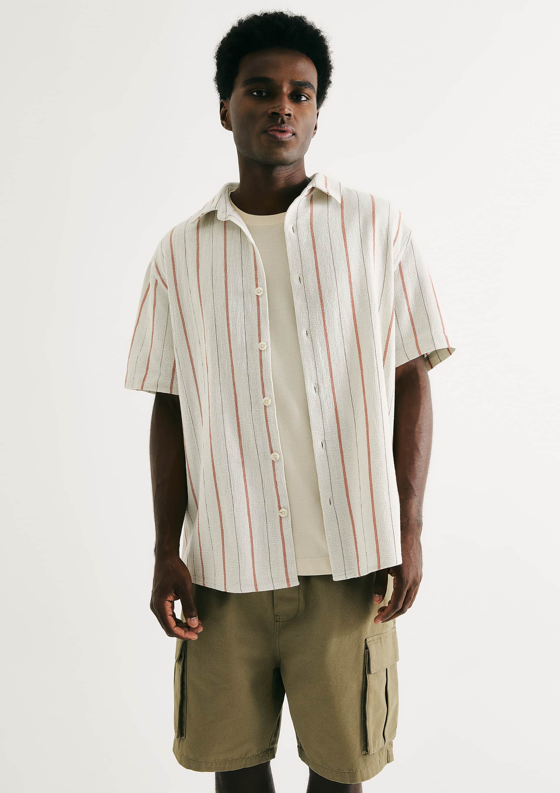 Camisa Masculina Fio Tinto Texturizada - Off white