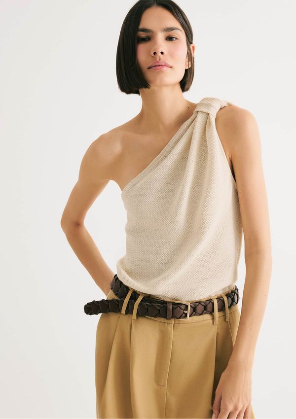 Blusa Feminina Ombro Só Texturizada - Creme M