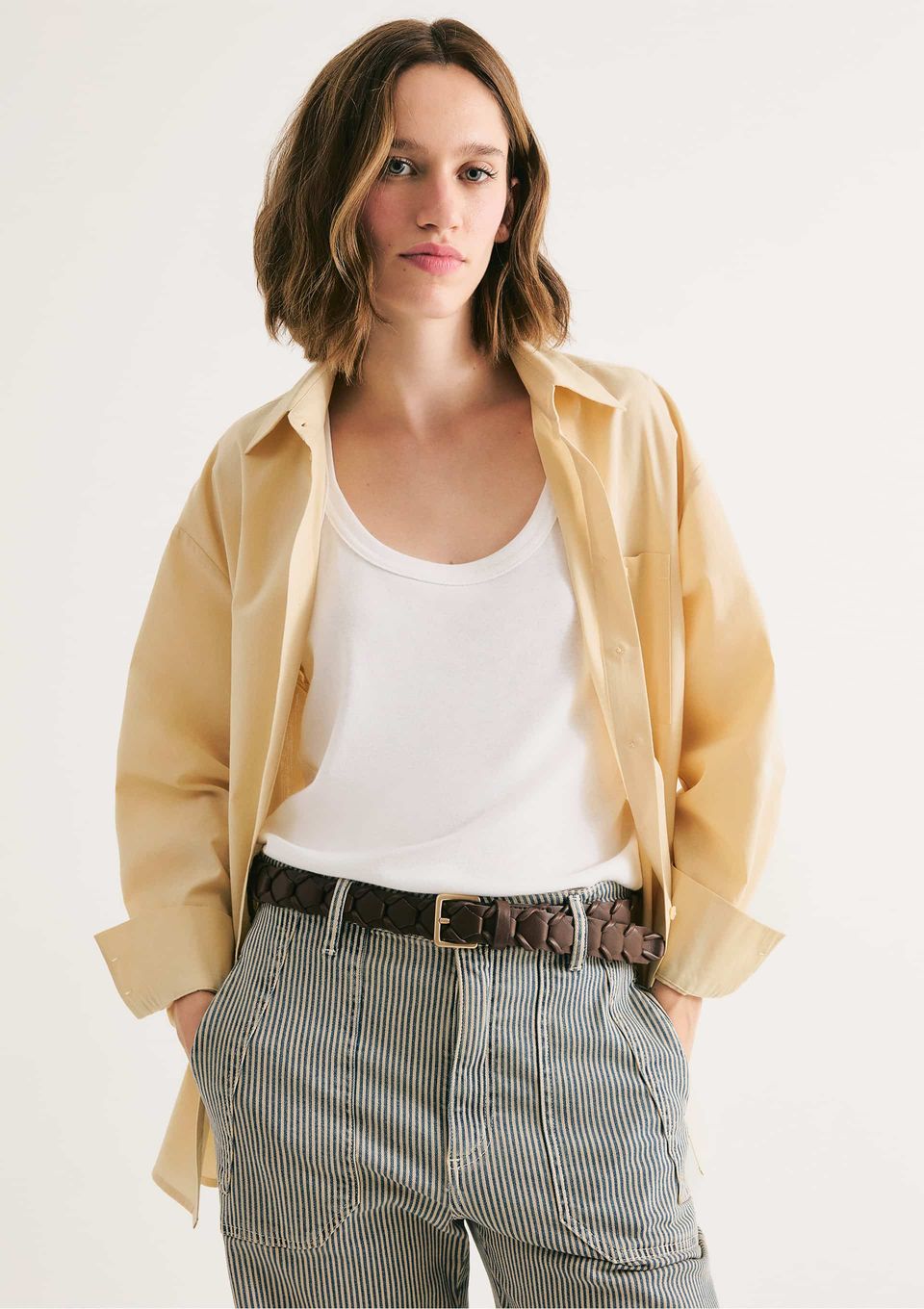 Camisa Feminina Oversized Manga Longa - Amarelo