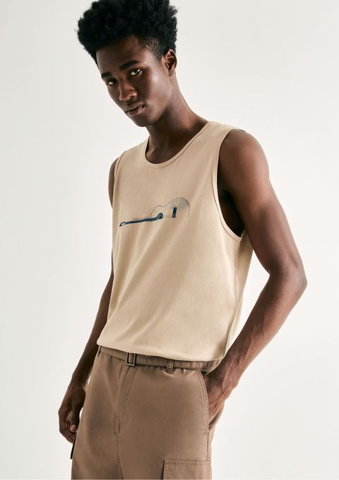 Regata Básica Masculina Slim em Malha - Bege — Hering