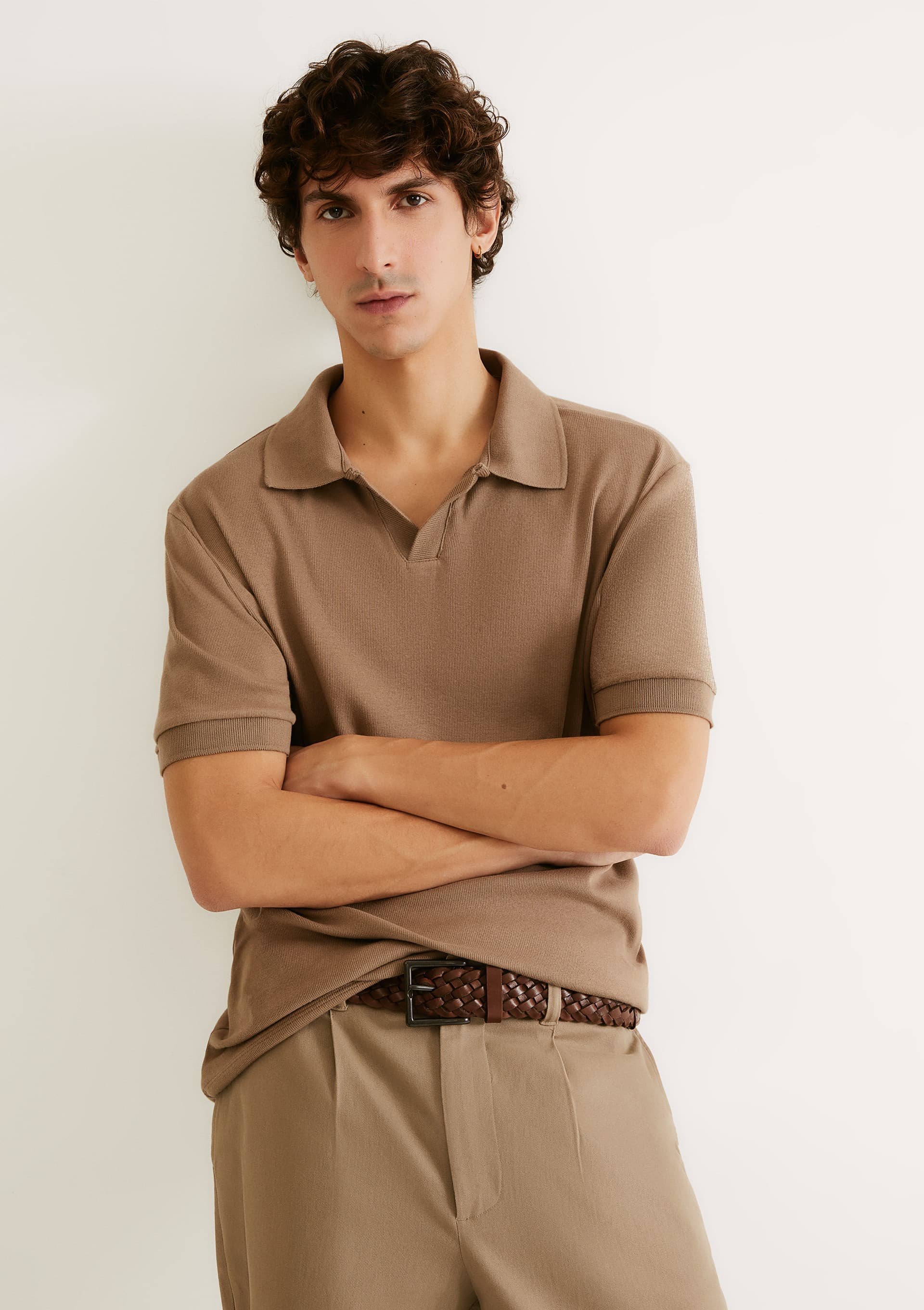 Camisa Polo Masculina Em Malha Premium - Marrom