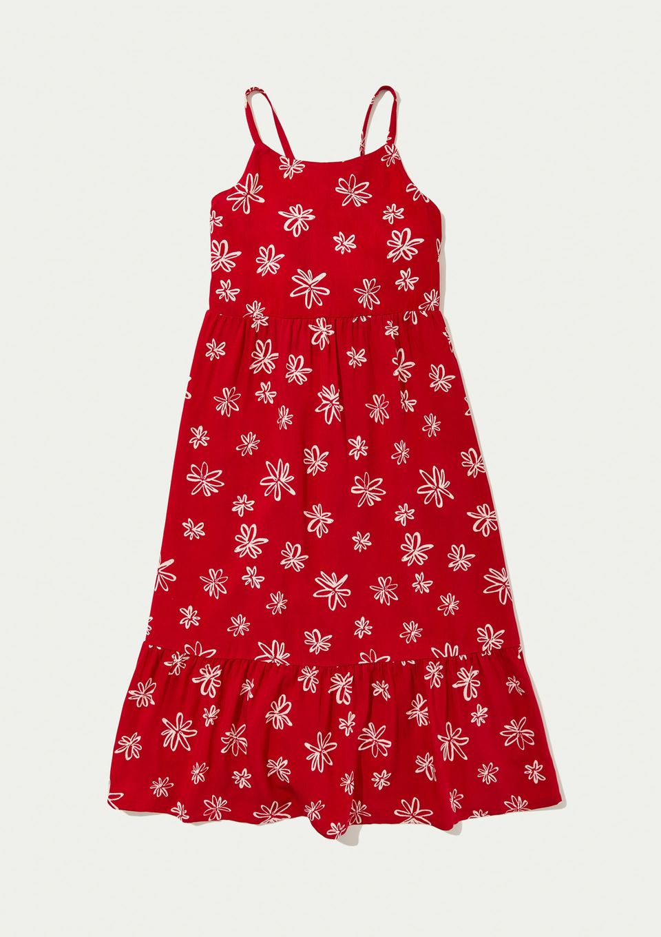 Vestido Infantil Midi com Alças Finas - Vermelho