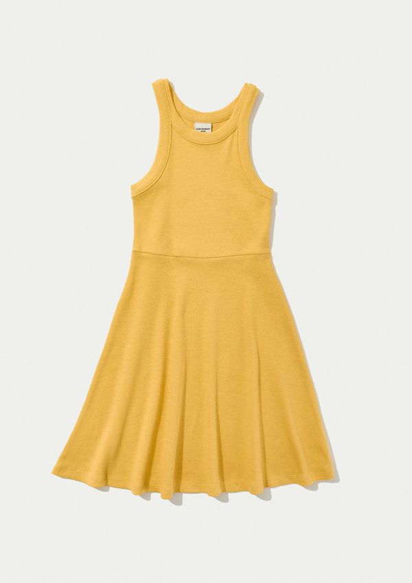 Vestido Infantil Curto Canelado - Amarelo 006
