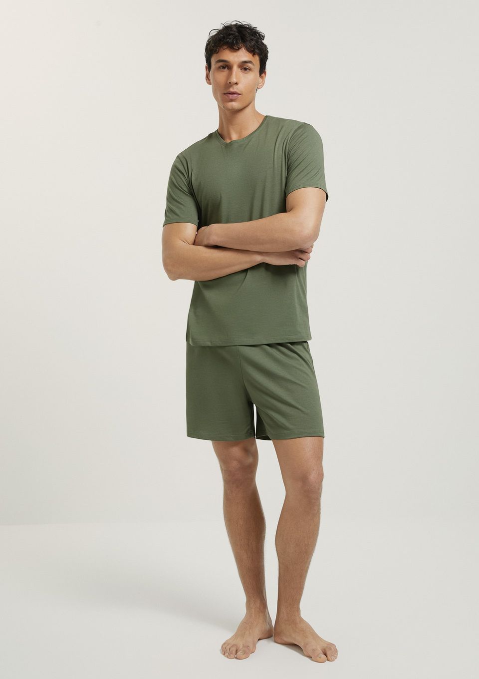 Pijama Curto Masculino Comfort em Algodão Pima - Verde
