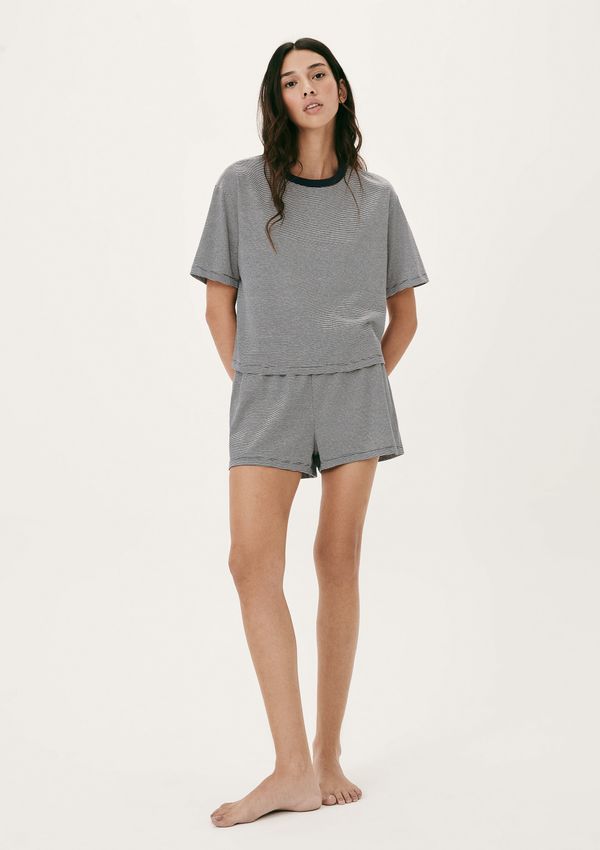Pijama Curto Feminino Listrado - Preto G