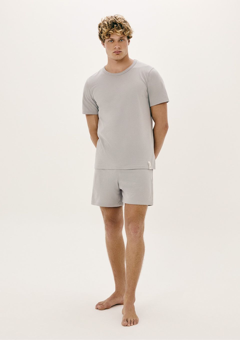 Pijama Curto Masculino em Malha Flamê - Cinza