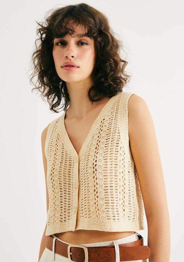 Colete Feminino Em Tricô - Creme M