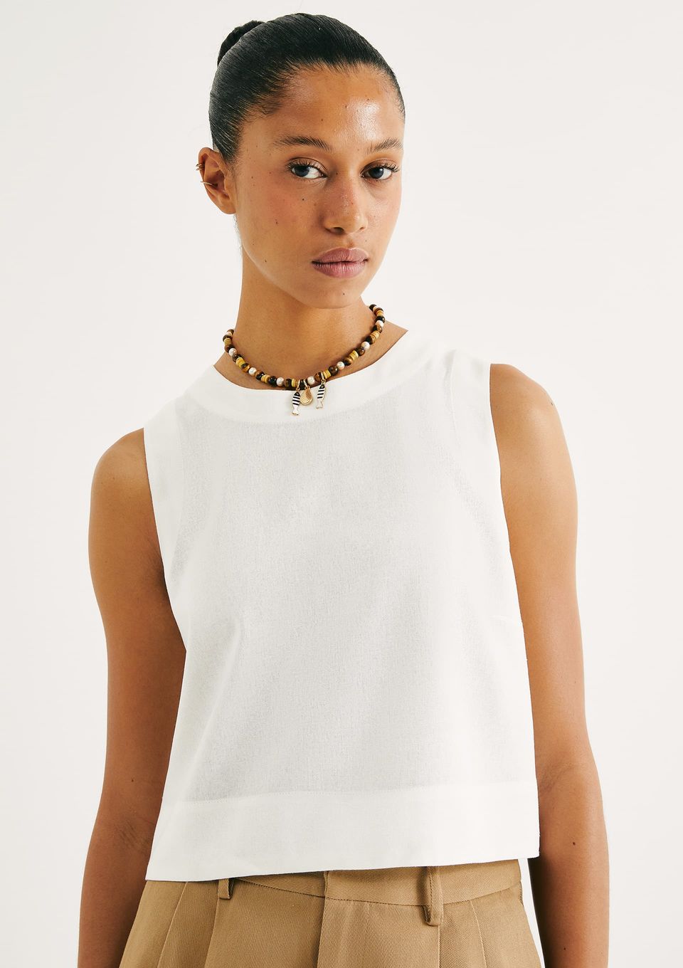 Regata Feminina com Linho - Off White