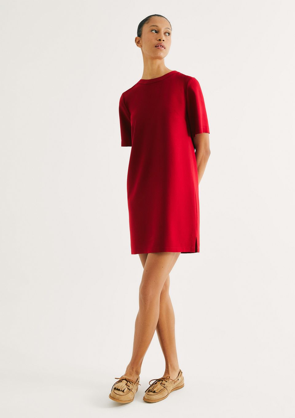 Vestido Curto em Viscose Creponada - Vermelho