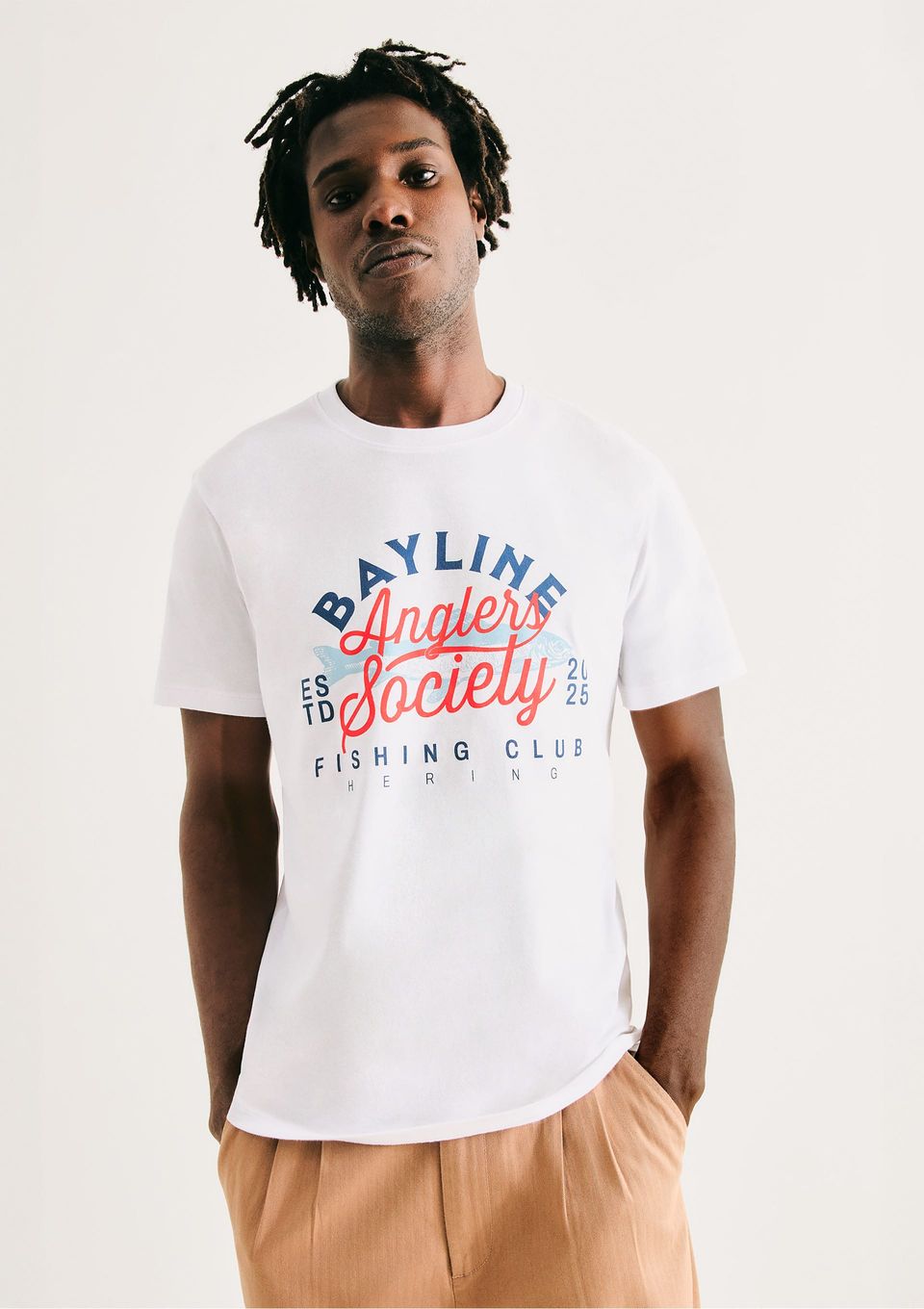 Camiseta Masculina Manga Curta com Estampa - Branco