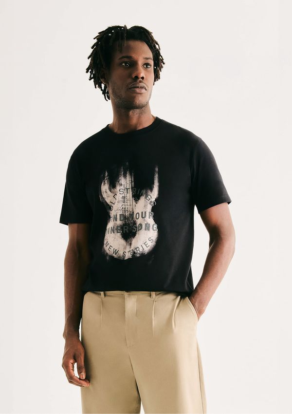 Camiseta Masculina Manga Curta Com Estampa - Preto XXG