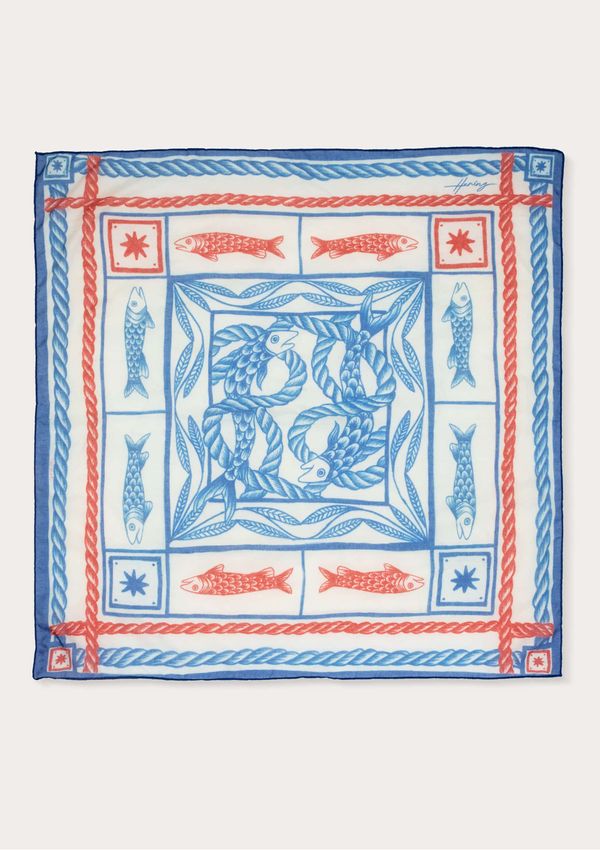 Lenço Feminino Grande Estampado Em Voil - Azul UNI