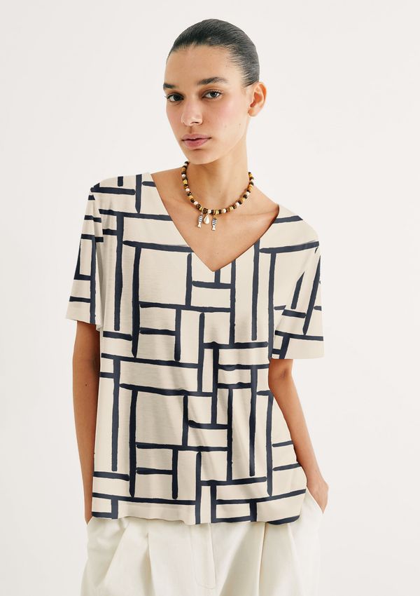Blusa Feminina Em Viscose Estampada - Off white M