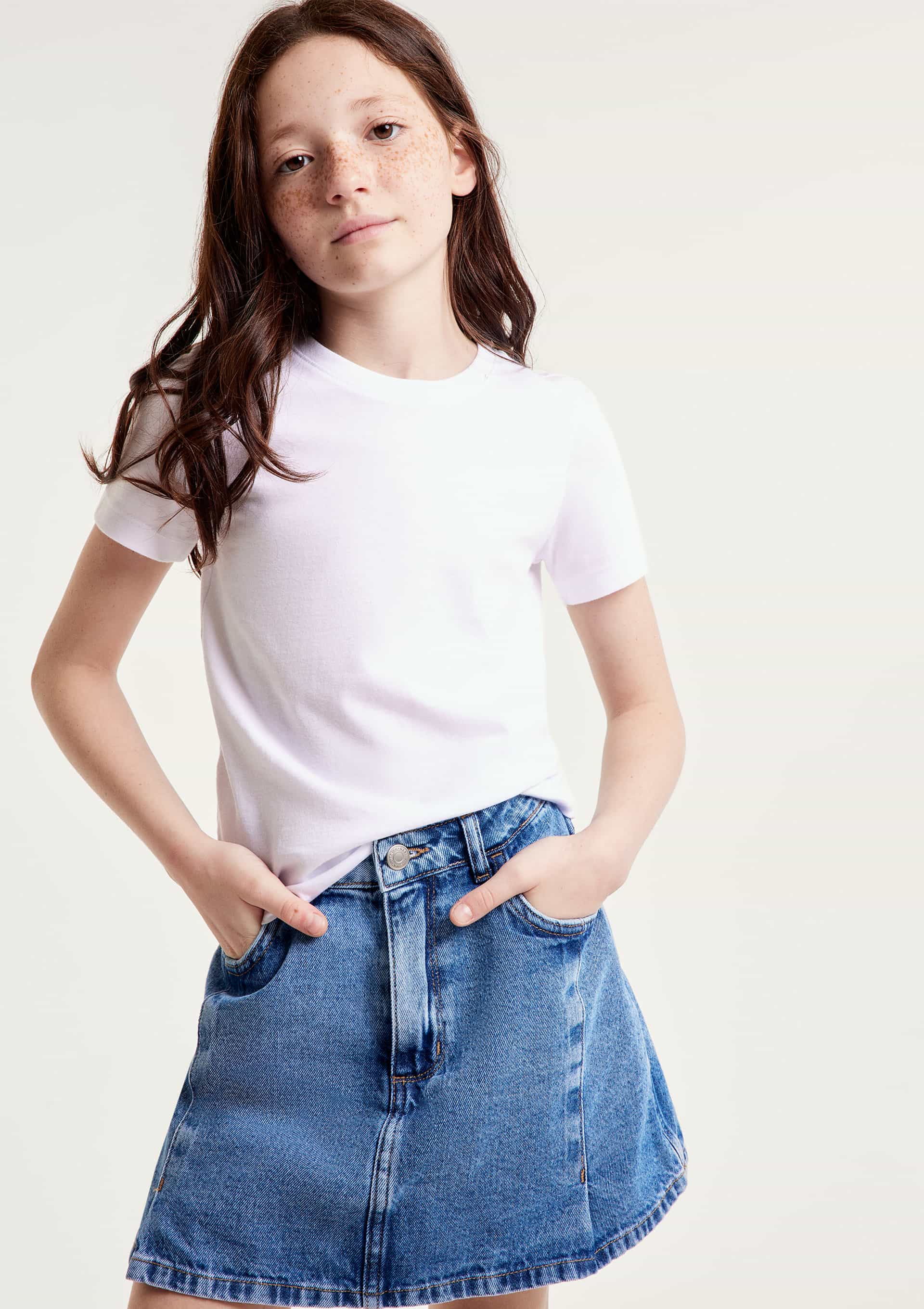 Blusa Manga Curta Infantil Menina Em Malha - Branco