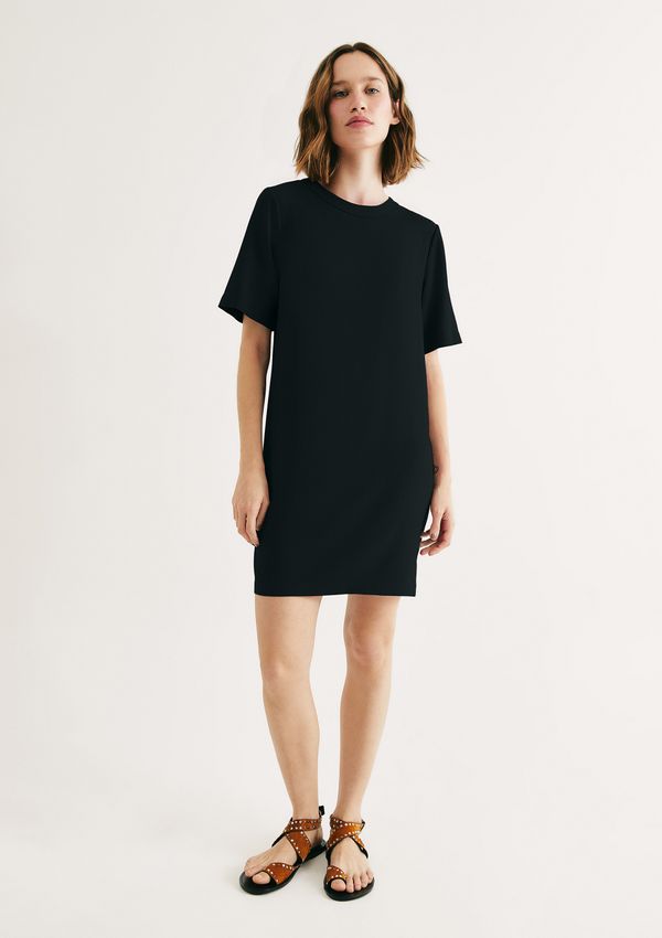 Vestido Curto Em Viscose Creponada - Preto XG