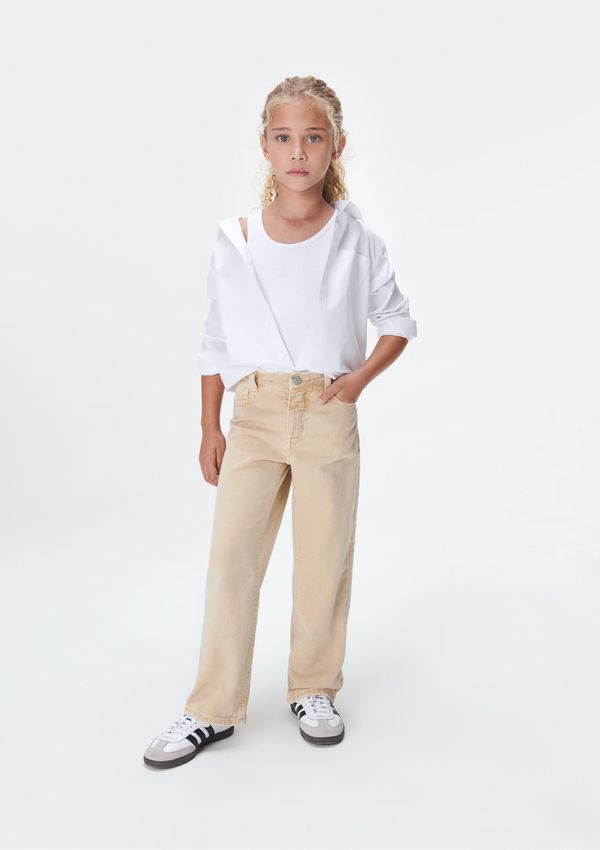 Calça Infantil Menina Em Sarja - Bege 012