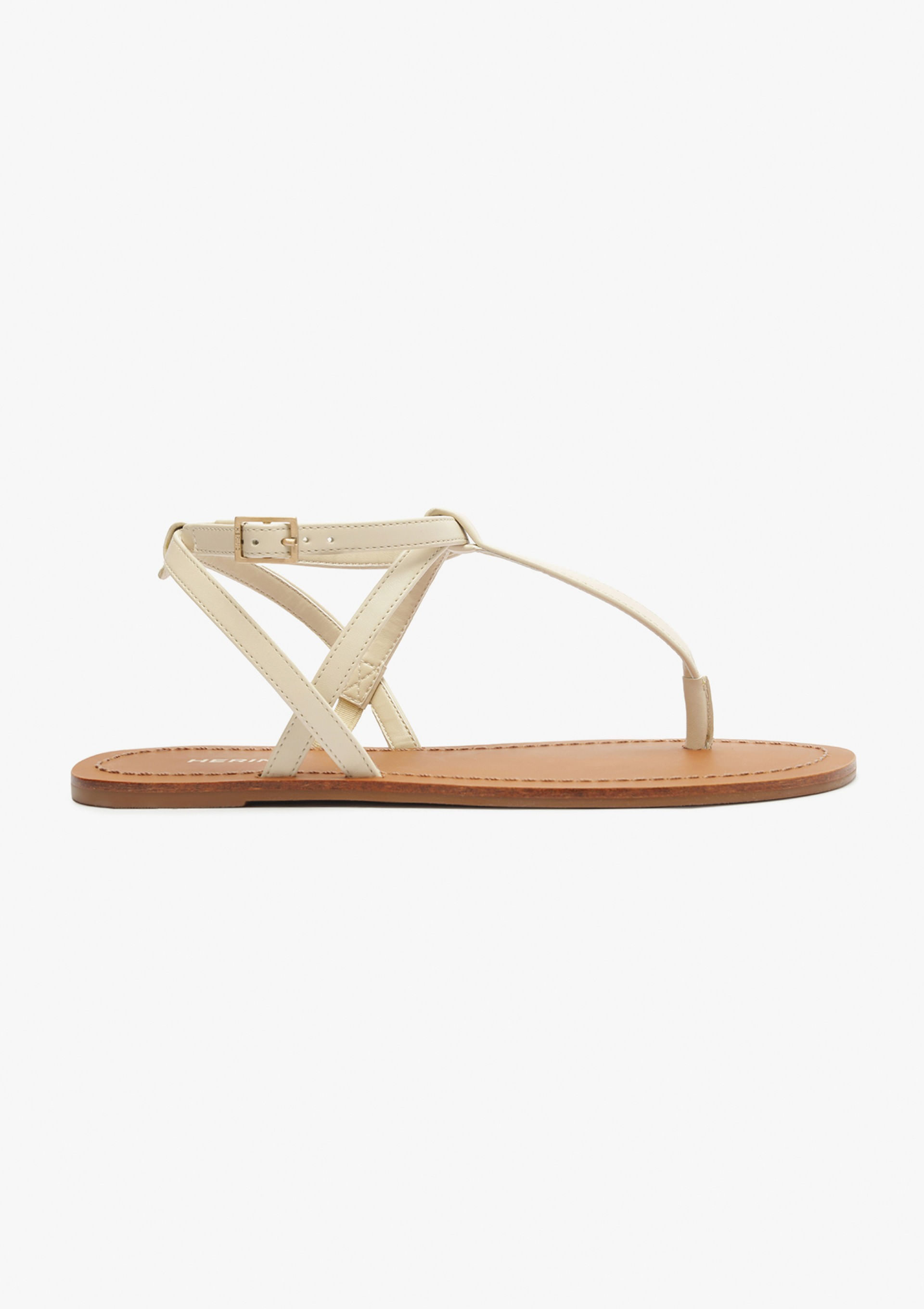 Sandália Rasteira Slim Cross - Creme