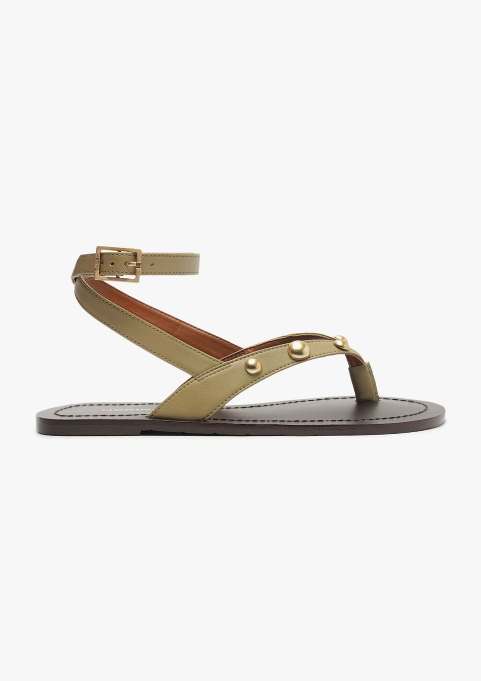 Sandália Rasteira Tachas - Caqui