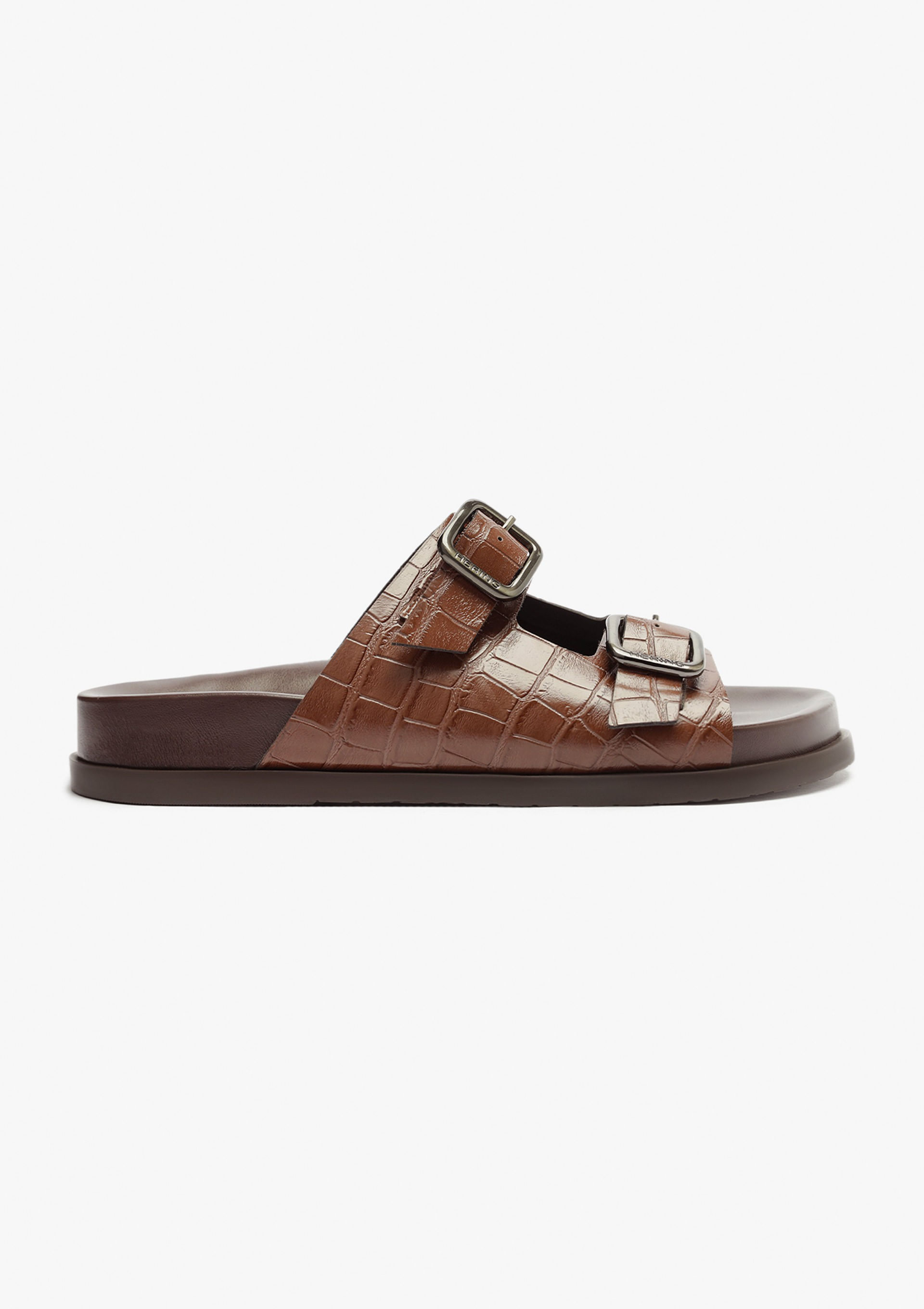 Sandália Papete Feminina Croco - Marrom — Hering
