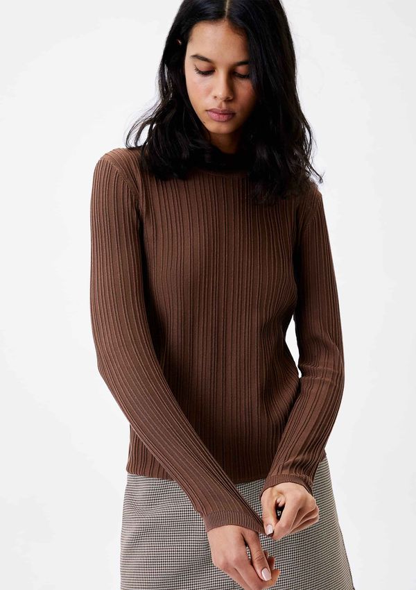 Blusa Feminina Manga Longa Em Tricô - Marrom G