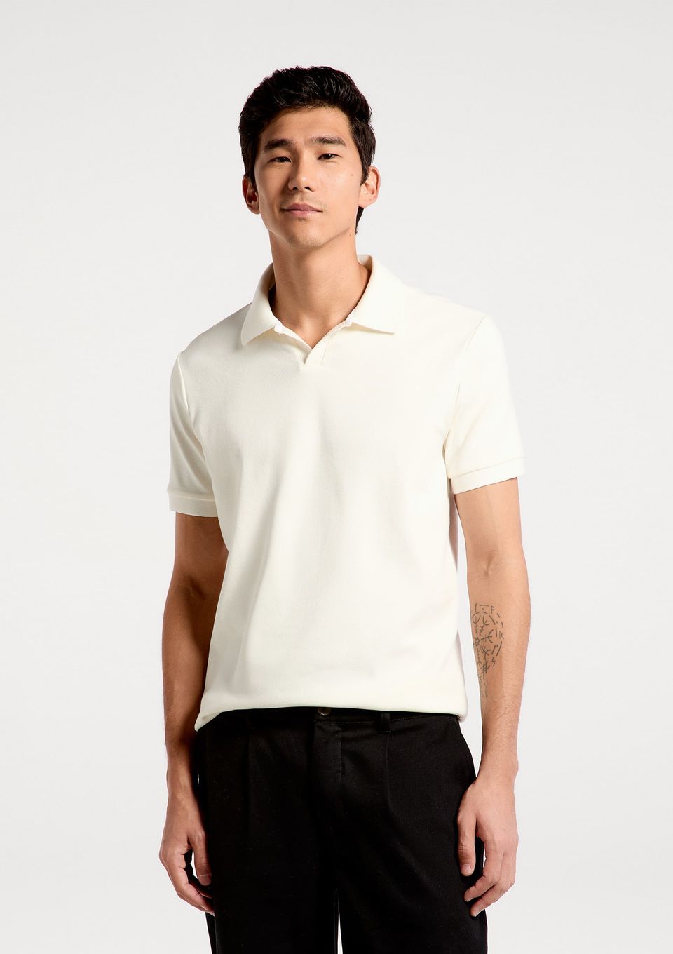 Camisa Polo Masculina em Malha Premium - Off White