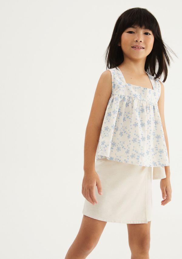 Shorts Saia Infantil Menina Reto Com Linho - Natural 006