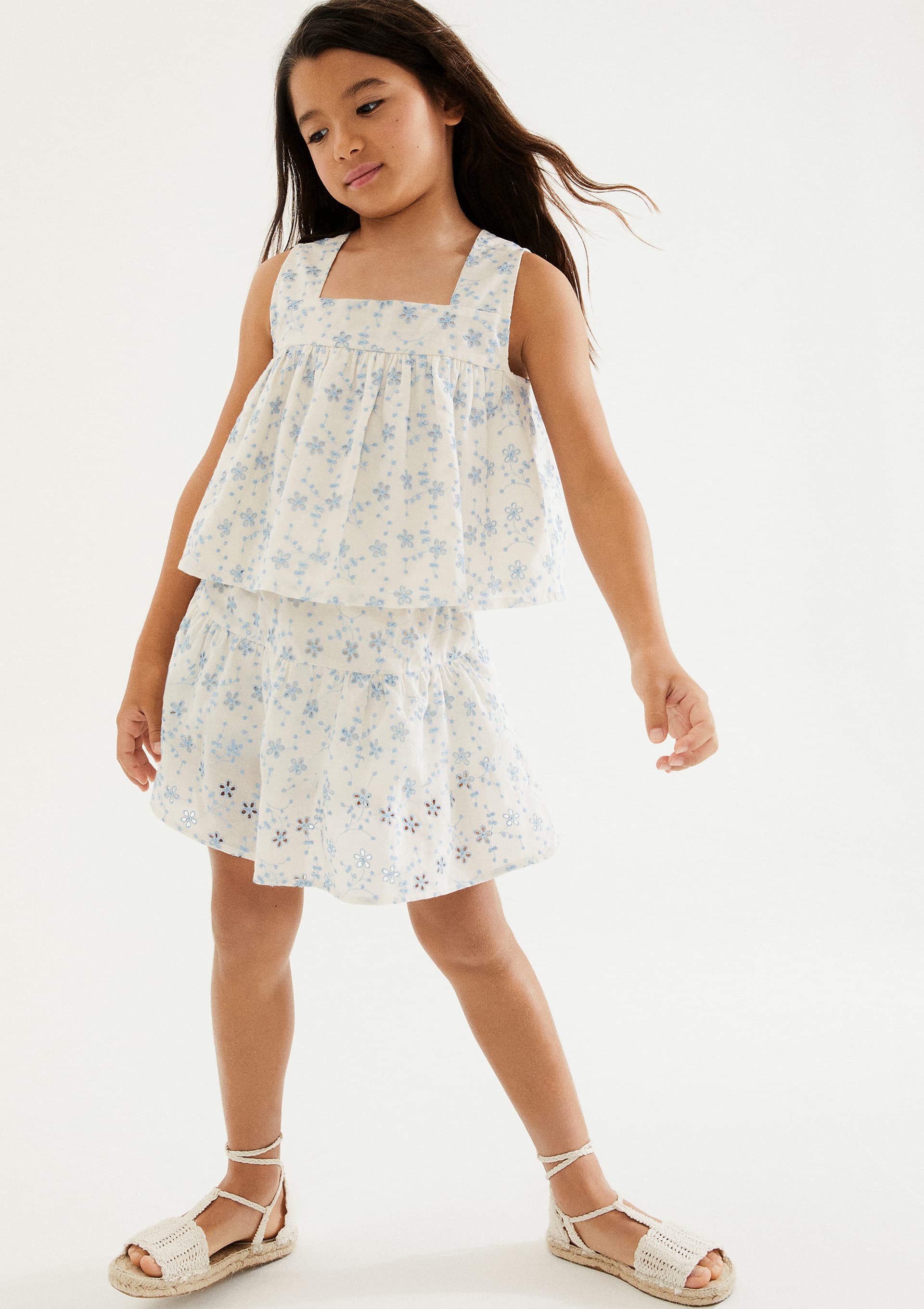 Shorts Saia Infantil Curta Bordada - Creme