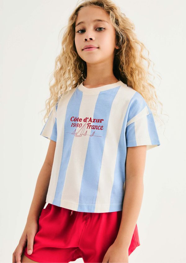 Blusa Infantil Menina Algodão Listrada - Creme 016