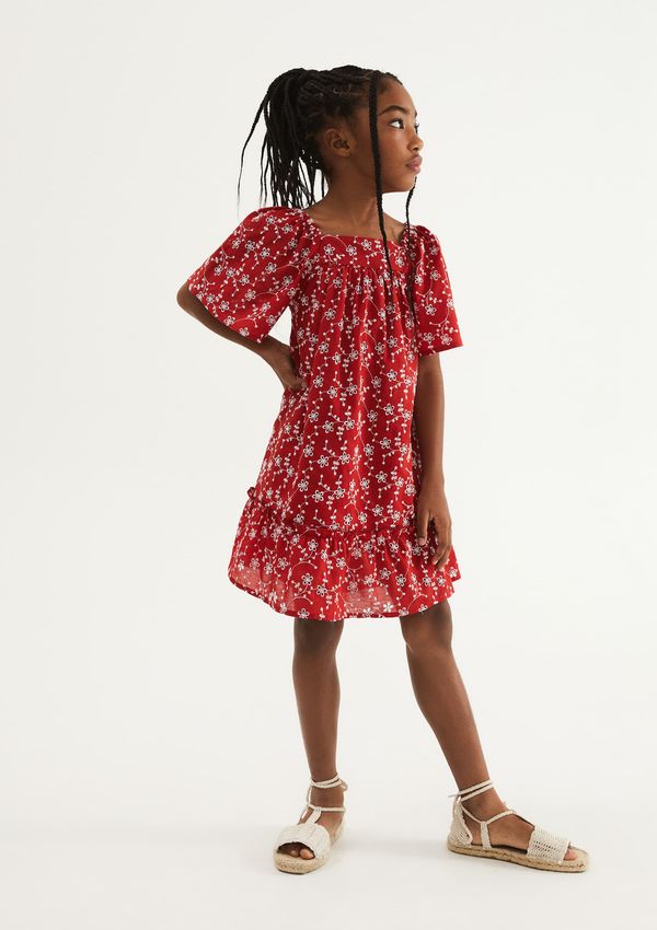 Vestido Infantil Evasê Bordado - Vermelho 010