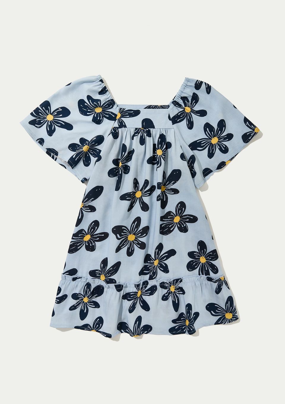 Vestido Infantil com Mangas Bufantes - Azul