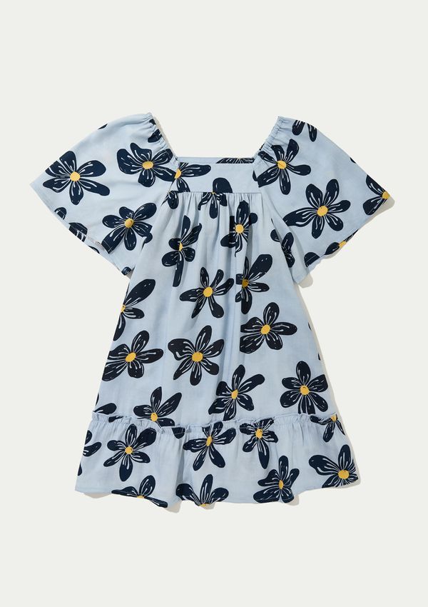Vestido Infantil Com Mangas Bufantes - Azul 006