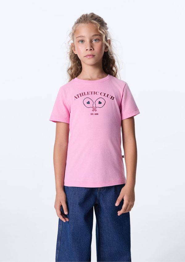 Blusa Infantil Menina Manga Curta Com Estampa - Rosa 016