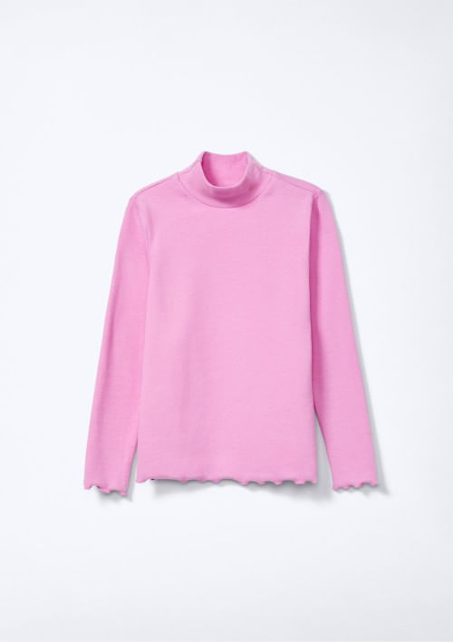 Blusa Básica Infantil Menina Manga Longa Com Gola Alta - Rosa 014