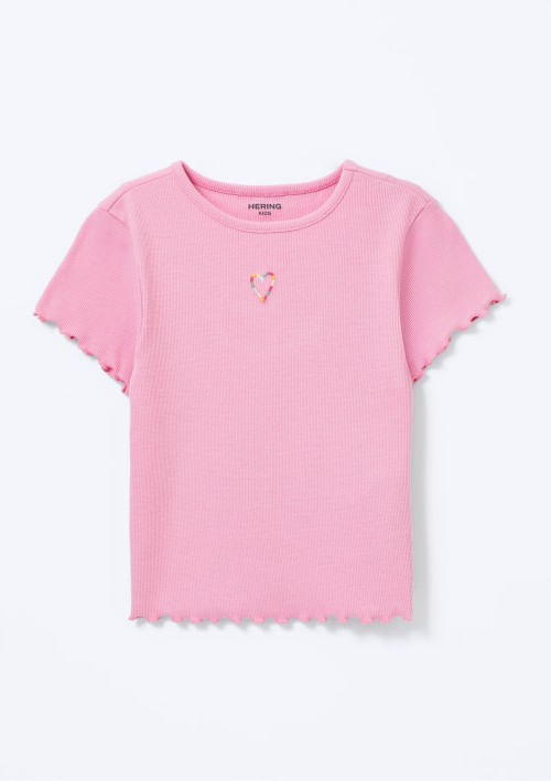 Blusa Manga Curta Infantil Menina Em Ribana - Rosa 010